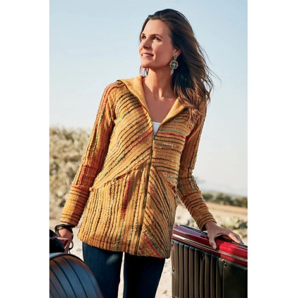 SOFT SURROUNDINGS Kinsale Boucle' Striped Jacket Top size small